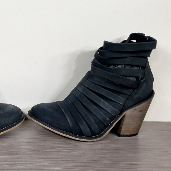 Free People Hybrid Strappy Ankle Boot, Black Nubuck, Womens Various Sizes - Picture 8 of 11